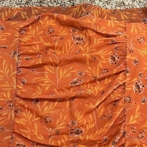 NWOT Free People Romi Mesh Orange Mini Skirt Size L - Picture 6 of 9